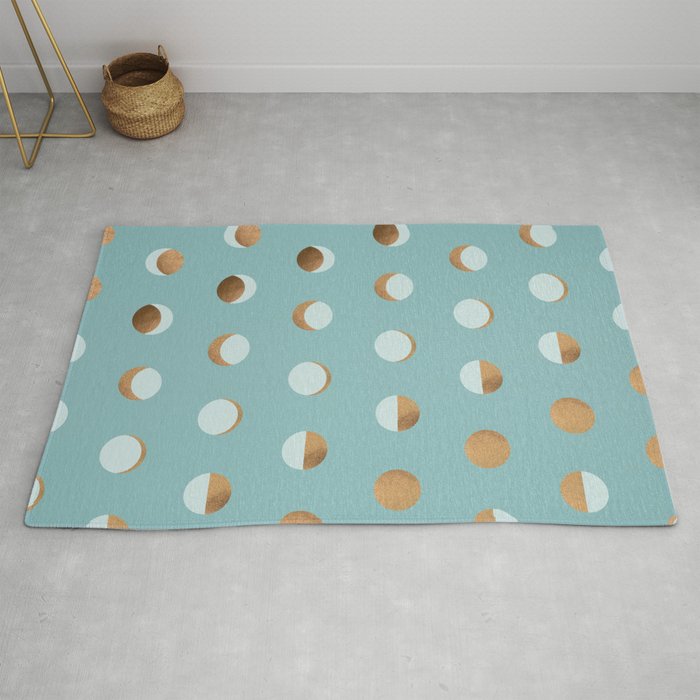 The Lunar Cycle â¢ Phases Of The Moon â Copper & Robin'S Egg Blue Palette Rug