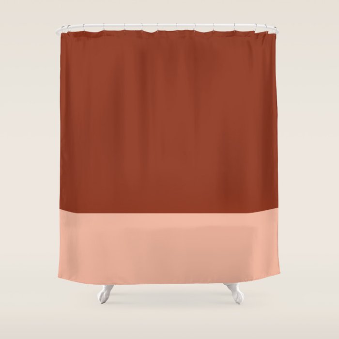 Rich Maroon Rust And Pale Salmon Color Block Shower Curtain