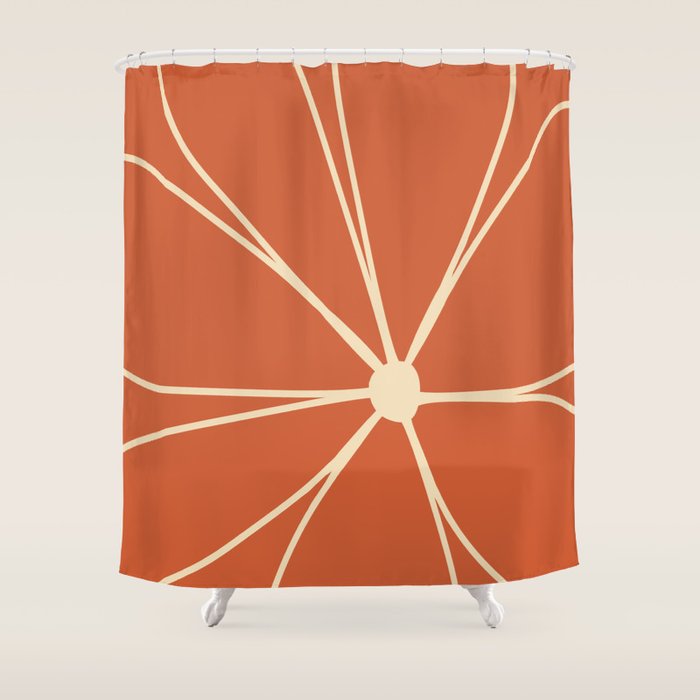 Daisy Line Abstract - Red Shower Curtain