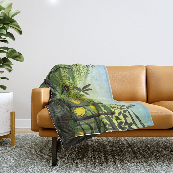 Henri Rousseau "Exotic Landscape With Lion And Lioness In Africa" Throw Blanket