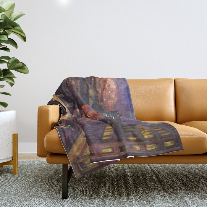 'The City From Greenwich Village' New York City Subway Cityscape By John French Sloan Throw Blanket