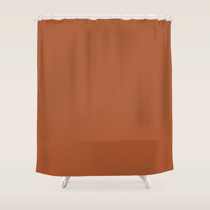 Clay Solid Deep Rich Rust Terracotta Colour Shower Curtain