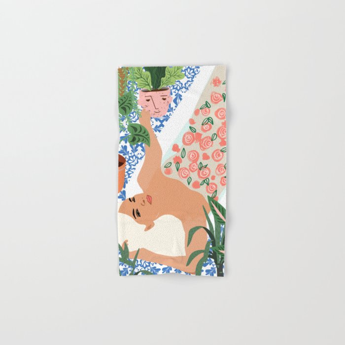 Moroccan Bath With Plants #Botanical #Illustration Bath Towel