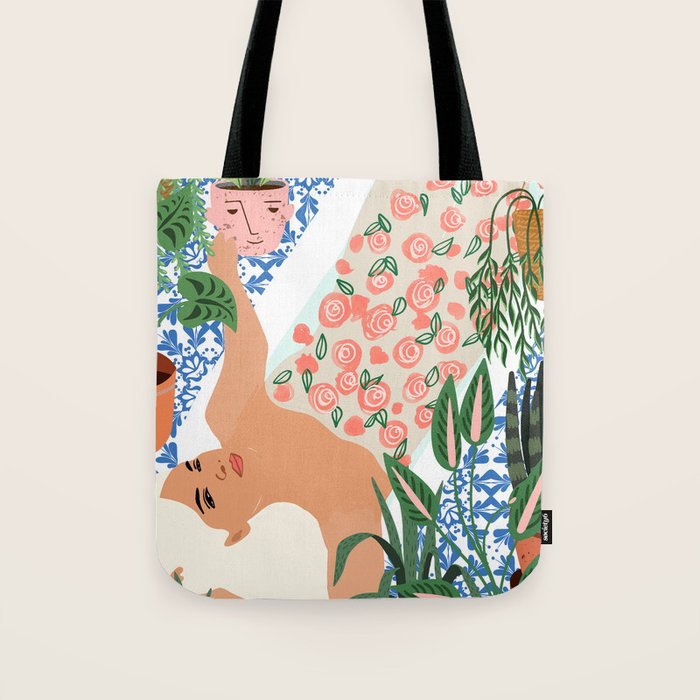 Moroccan Bath With Plants #Botanical #Illustration Tote Bag