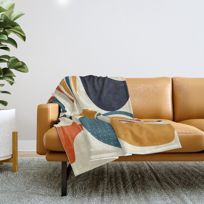 Mid Century Shapes Geometric Abstract Color 3 Throw Blanket