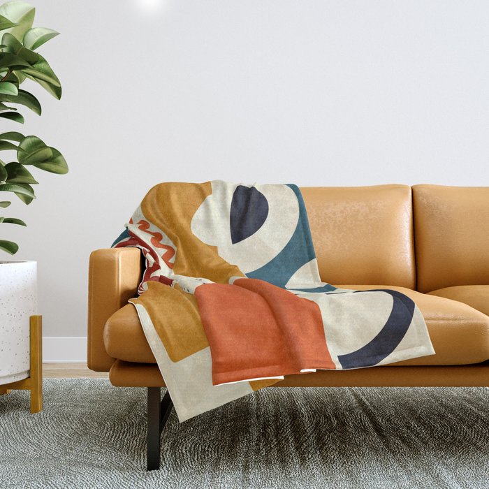 Mid Century Shapes Geometric Abstract Color 2 Throw Blanket