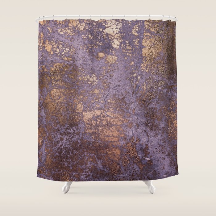 Purple And Copper Glamour Ink  Marble Texture Shower Curtain