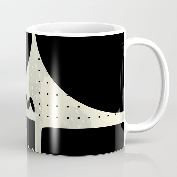 Mid Century Shapes Black White Abstract Art Coffee Mug