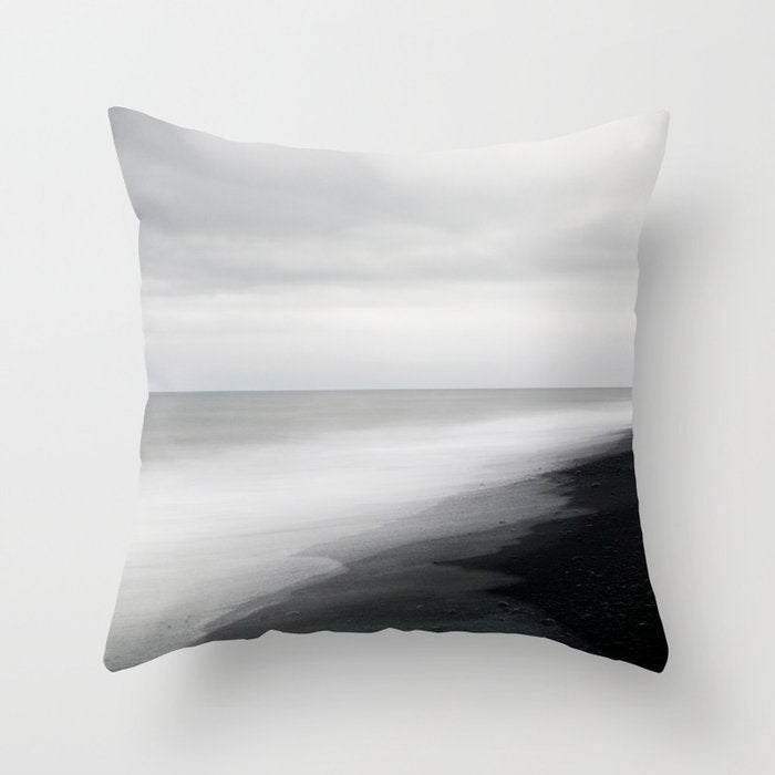 Black Beach, Iceland Abstract Landscape Throw Pillow