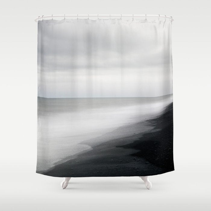 Black Beach, Iceland Abstract Landscape Shower Curtain