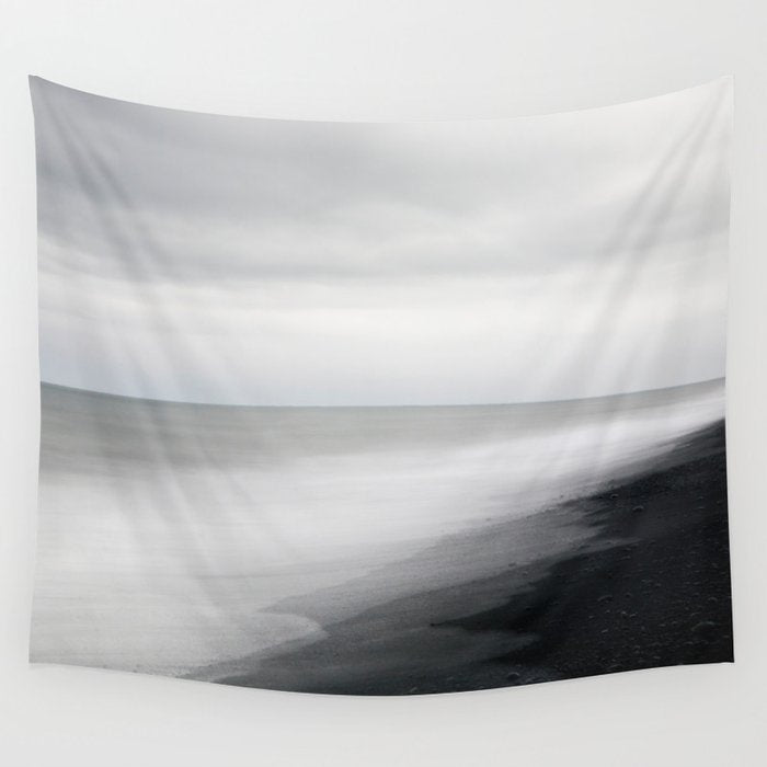 Black Beach, Iceland Abstract Landscape Wall Tapestry
