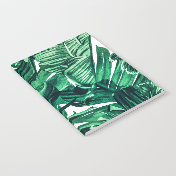 Tropical State Of Mind | Watercolor Palm Banana Leaves Painting | Botanical Jungle Bohemian Plants Notebook