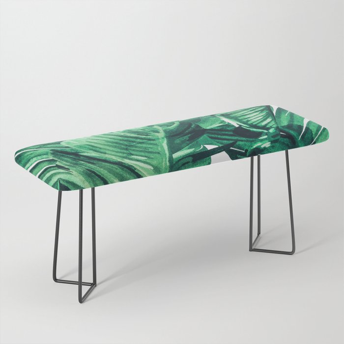 Tropical State Of Mind | Watercolor Palm Banana Leaves Painting | Botanical Jungle Bohemian Plants Bench