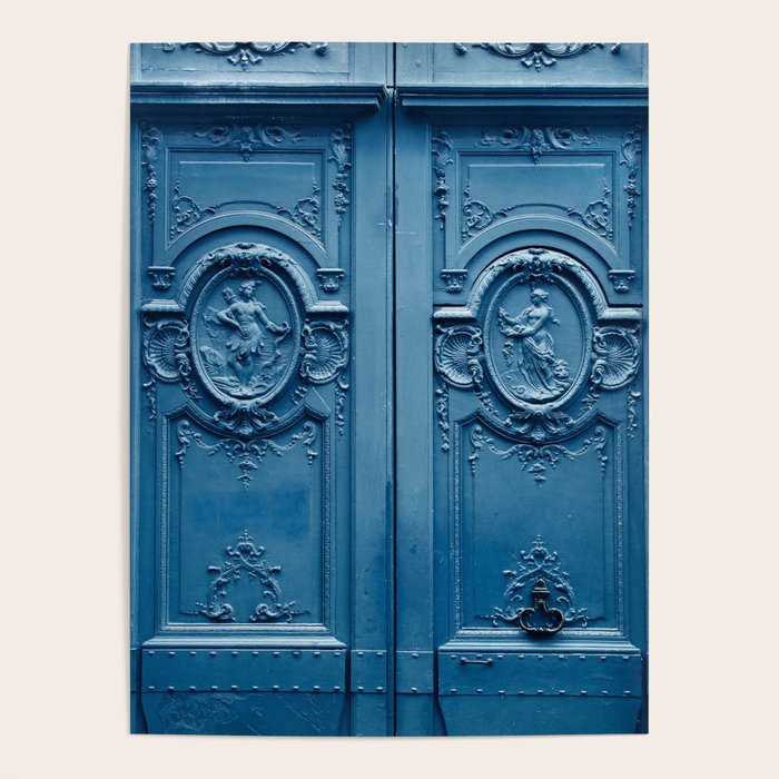 Classic Blue Door In Paris, Architecture Photography Poster