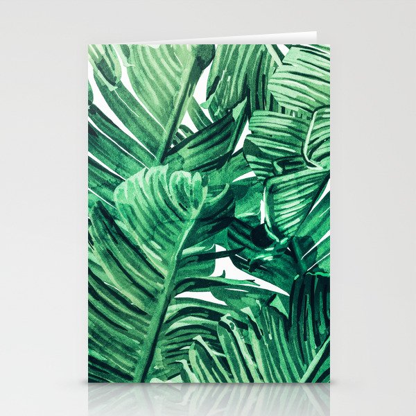 Tropical State Of Mind | Watercolor Palm Banana Leaves Painting | Botanical Jungle Bohemian Plants Stationery Card
