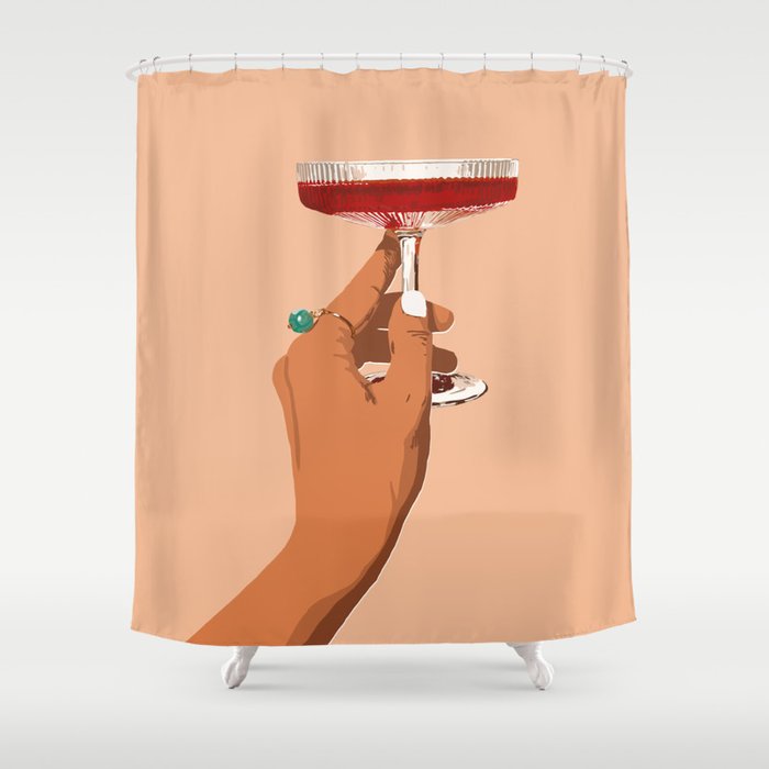 Cheers To Love, Laughter & Happily Ever After #Painting #Illustration Shower Curtain
