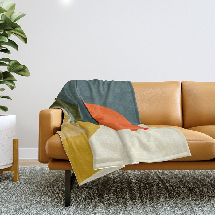 Mid Century Geometric Modern Painting Abstract Ii Throw Blanket