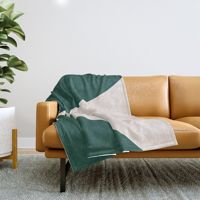Emerald Green Abstract Art Throw Blanket