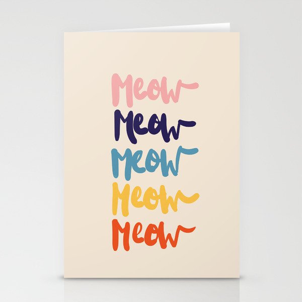 Meow Meow Says The Cat - Typography Stationery Card
