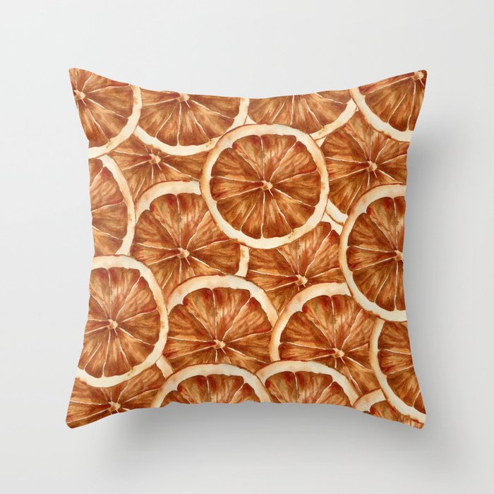 Watercolor, Festive Oranges Throw Pillow