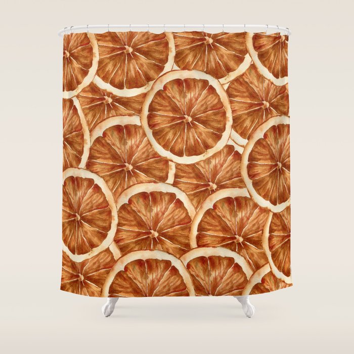 Watercolor, Festive Oranges Shower Curtain