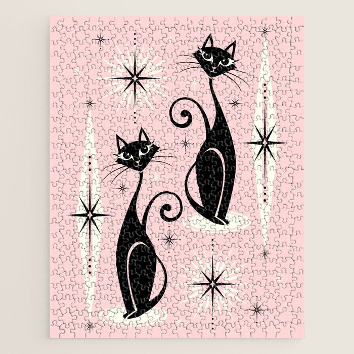 Mid Century Meow Retro Atomic Cats ©Studioxtine Jigsaw Puzzle