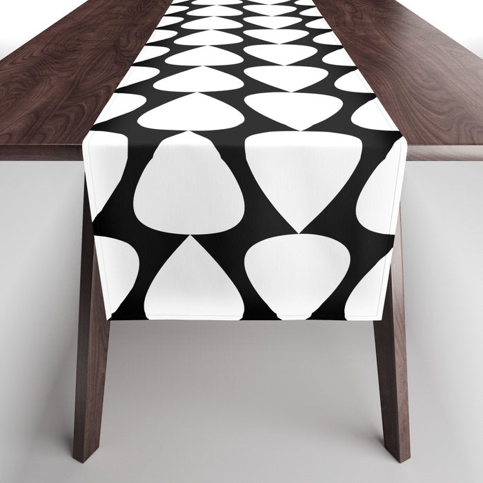 Plectrum Pattern In White And Black Table Runner