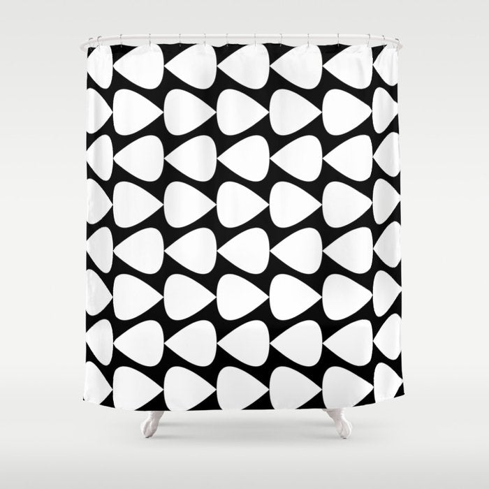 Plectrum Pattern In White And Black Shower Curtain