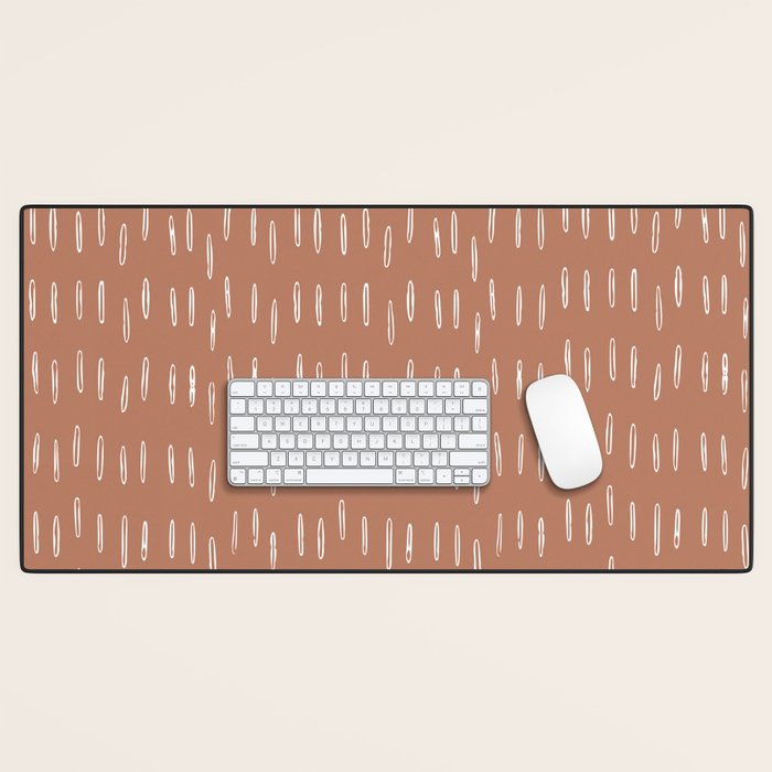 Boho Raindrops Abstract Pattern, Terracotta Desk Mat