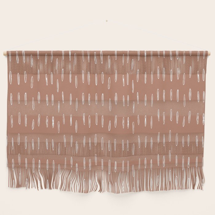 Boho Raindrops Abstract Pattern, Terracotta Wall Hanging