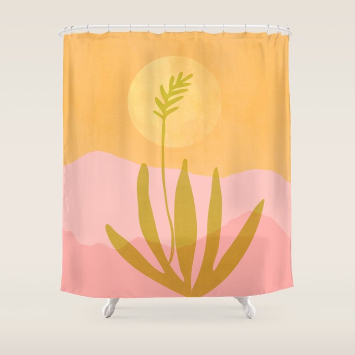 Golden Agave Desert Landscape Shower Curtain