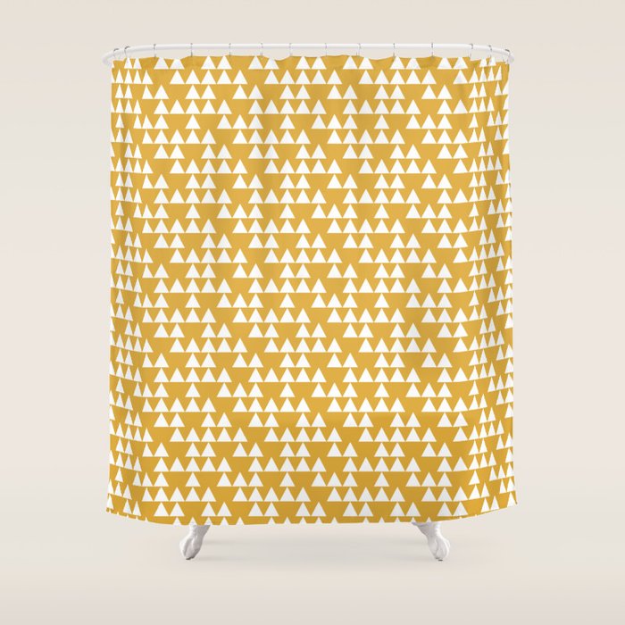 Festive Mustard Yellow, Triangles  Shower Curtain