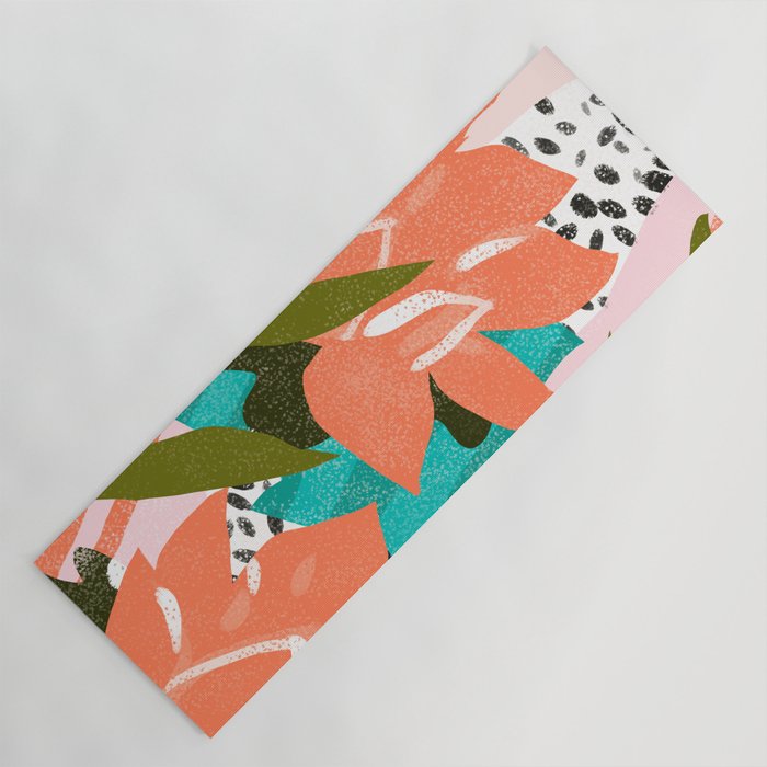 Forever In My Garden | Abstract Botanical Nature Plants Floral Painting | Quirky Modern Contemporary Yoga Mat