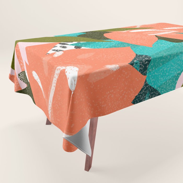 Forever In My Garden | Abstract Botanical Nature Plants Floral Painting | Quirky Modern Contemporary Tablecloth