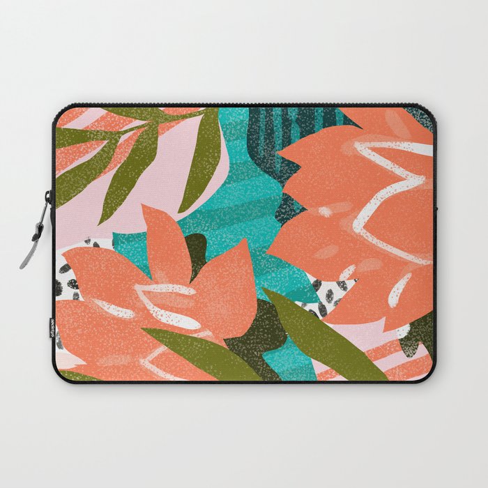 Forever In My Garden | Abstract Botanical Nature Plants Floral Painting | Quirky Modern Contemporary Laptop Sleeve