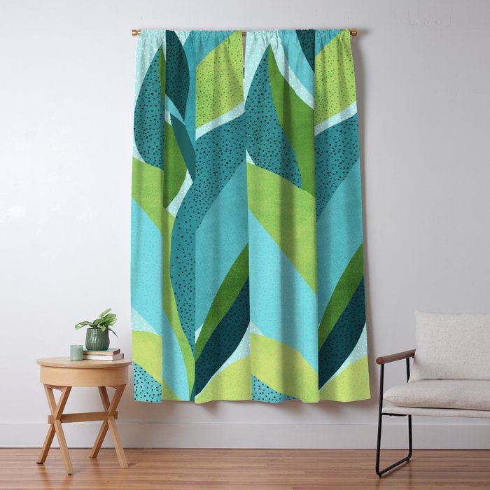 Coastal Abstract Botanical Window Curtain
