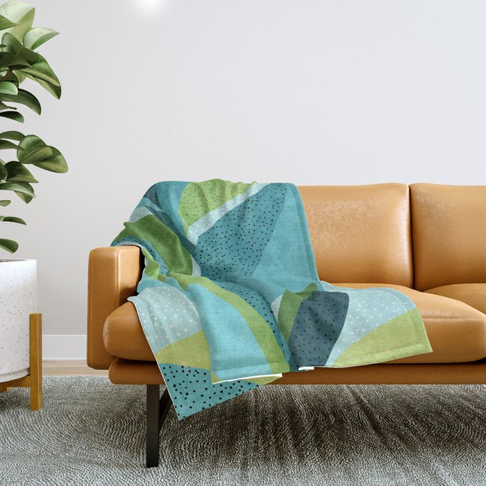 Coastal Abstract Botanical Throw Blanket