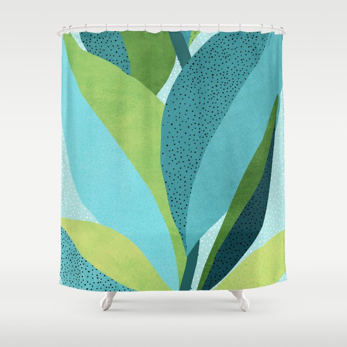 Coastal Abstract Botanical Shower Curtain