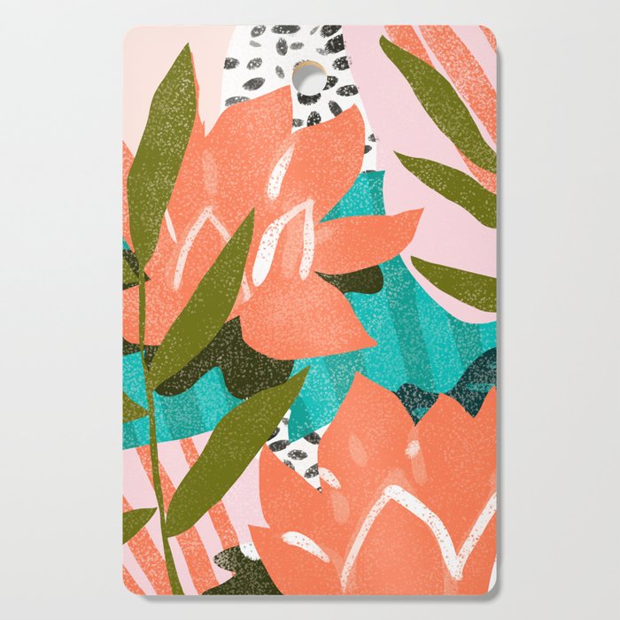 Forever In My Garden | Abstract Botanical Nature Plants Floral Painting | Quirky Modern Contemporary Cutting Board