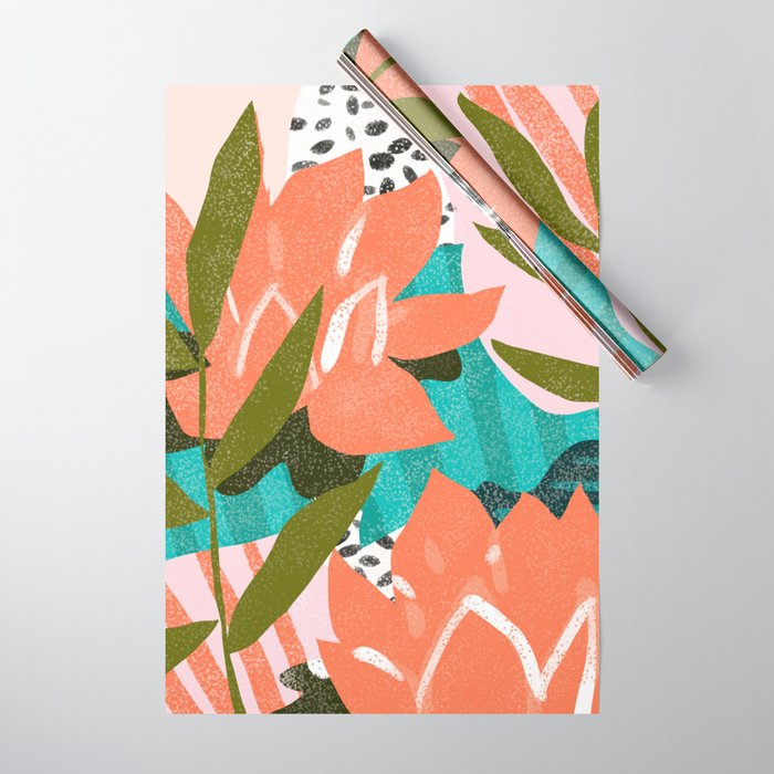 Forever In My Garden | Abstract Botanical Nature Plants Floral Painting | Quirky Modern Contemporary Wrapping Paper