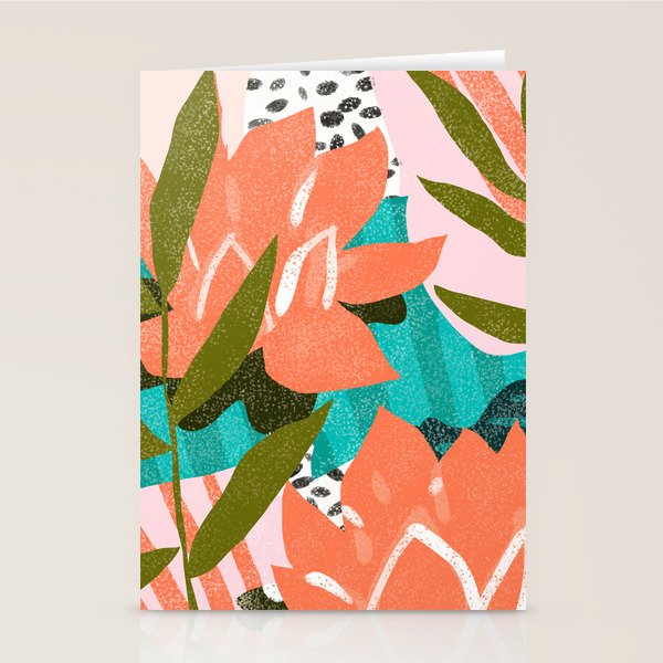 Forever In My Garden | Abstract Botanical Nature Plants Floral Painting | Quirky Modern Contemporary Stationery Card