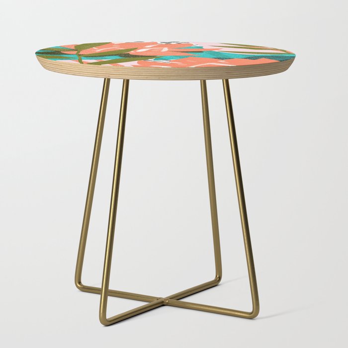 Forever In My Garden | Abstract Botanical Nature Plants Floral Painting | Quirky Modern Contemporary Side Table