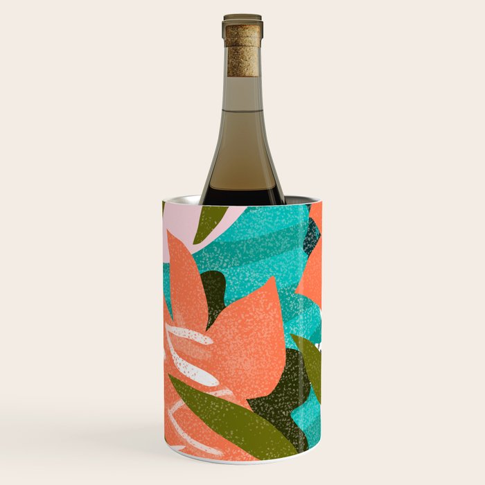 Forever In My Garden | Abstract Botanical Nature Plants Floral Painting | Quirky Modern Contemporary Wine Chiller