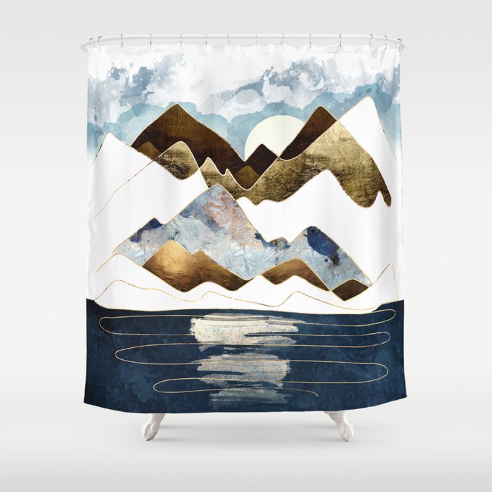 Minimal Abstract Mountains Shower Curtain