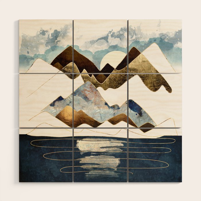 Minimal Abstract Mountains Wood Wall Art