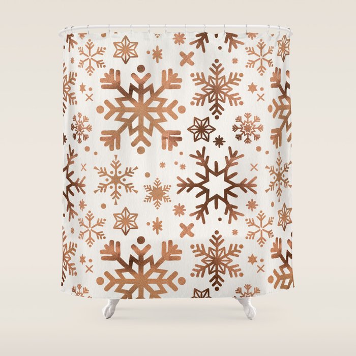 Snowflake Collection - Rose Gold Palette Shower Curtain