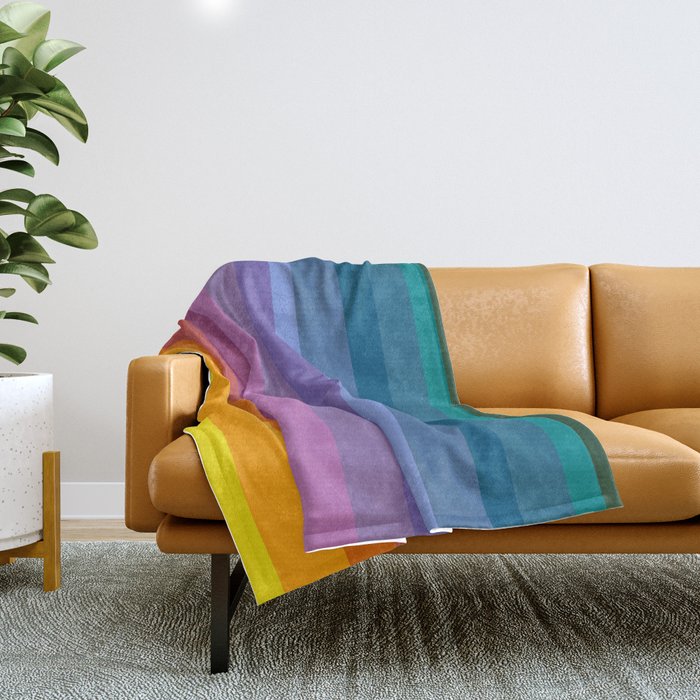 Modern Bright Rainbow Abstract Stripes Throw Blanket