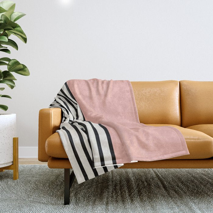 Sunrise Sunset Ii - Pink Black Throw Blanket