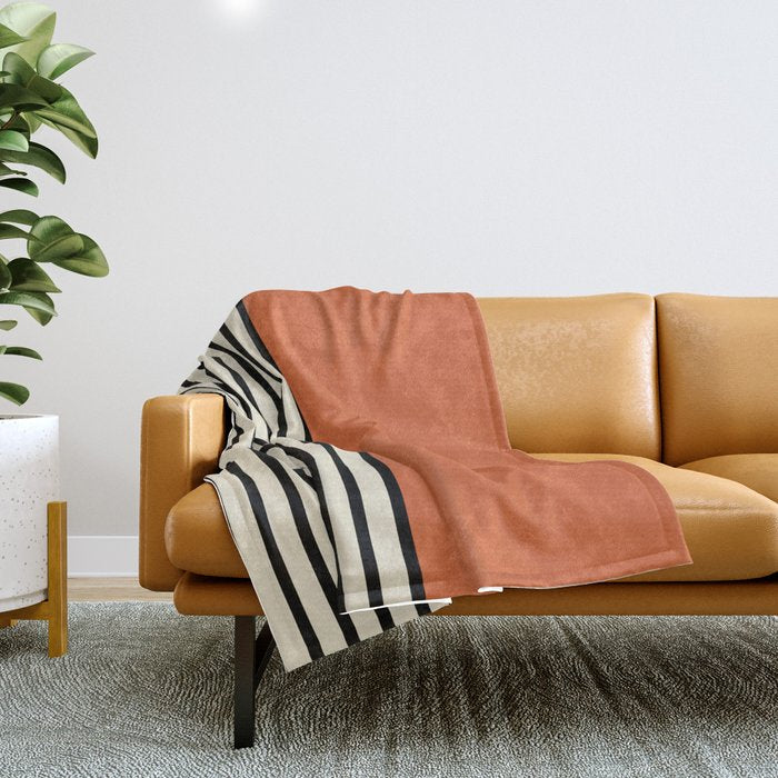 Sunrise Sunset I - Orange Black Throw Blanket