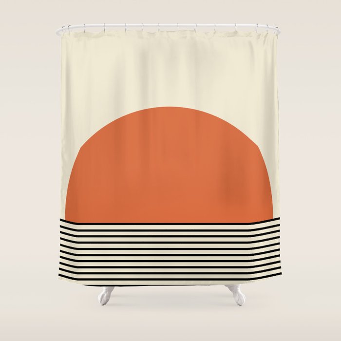 Sunrise Sunset I - Orange Black Shower Curtain